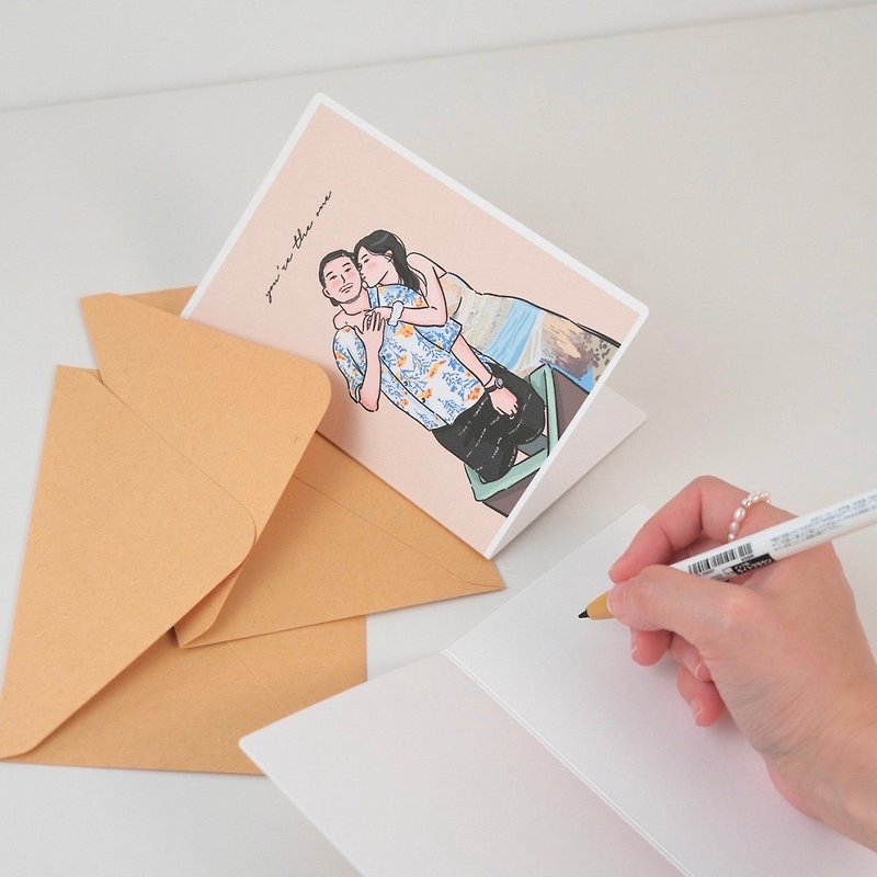 可印 客製化明信片 對折卡片 生日卡片 似顏繪 生日禮物 情人節卡 - 心意卡/卡片 - 紙 白色
