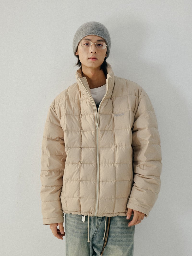 日系復古 / 方格短款羽絨服外套 / 90白鴨絨 - 男夾克/外套 - 其他材質 多色