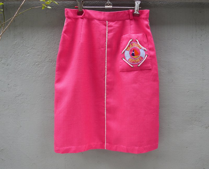 FOAK vintage peach pink embroidered dress navigation - กระโปรง - ผ้าฝ้าย/ผ้าลินิน สึชมพู