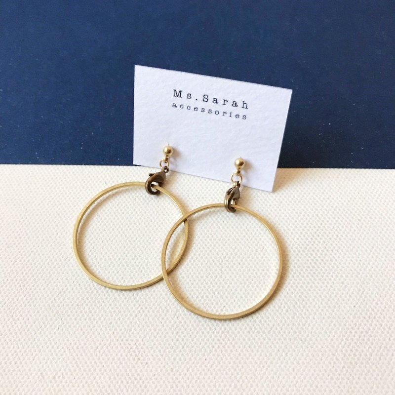 Bronze earrings _ walking a tightrope (folder can be changed) - Earrings & Clip-ons - Copper & Brass Gold