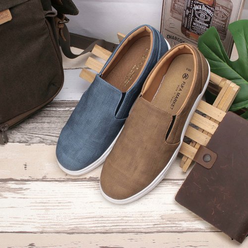 富發牌古著鞋 FUFASHOES 素色通勤男款懶人鞋-黑/藍/咖 2BK100