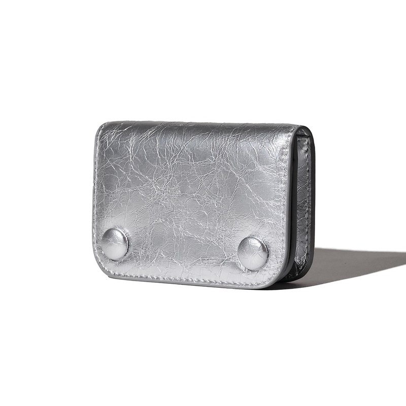 DOT Compact Card Wallets silver - 錢包/皮夾/長短夾 - 真皮 銀色