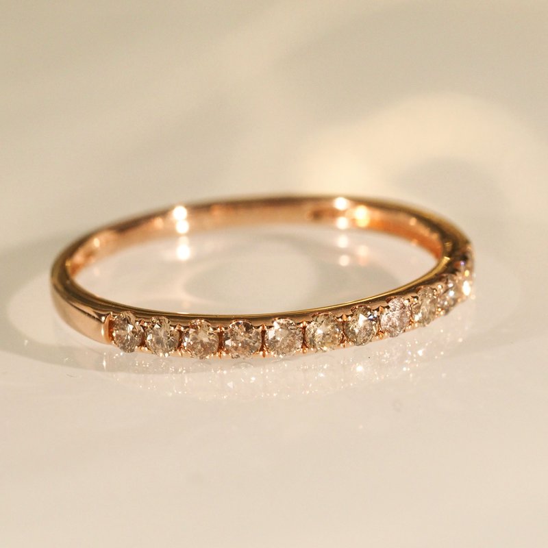 14K金棕色鑽石戒指 14K Gold The Brown Diamond Band Ring - 戒指 - 貴金屬 
