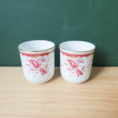 北極二手雜貨 【北極二手雜貨】早期大同特白瓷器 茶杯 花朵圖案