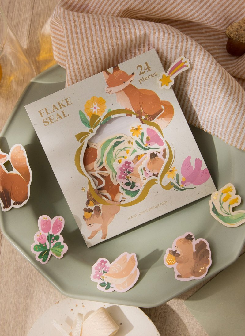 Flake Seal Sticker - Fox Friends - สติกเกอร์ - กระดาษ สีเขียว