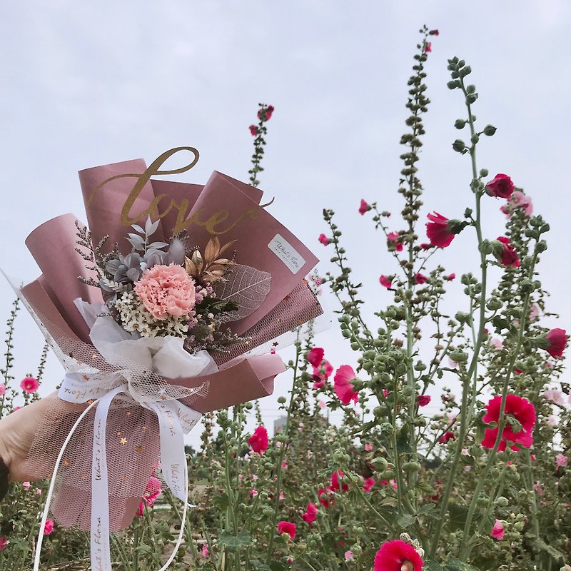 母親節花束 裸粉康乃馨 永生花束 母親節快樂 - 擺飾/家飾品 - 植物．花 紅色