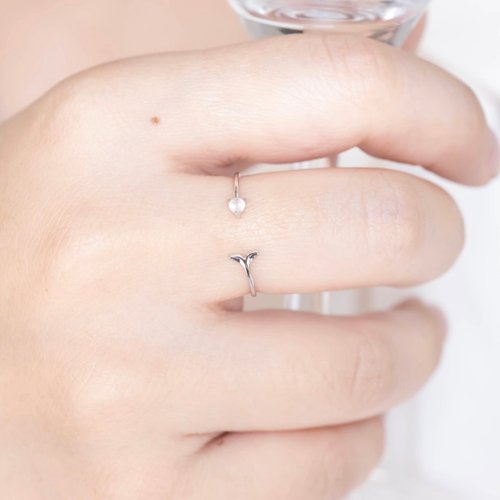喜羊羊happy sheep jewelry 白水晶925純銀美人魚戒指 可調式戒指