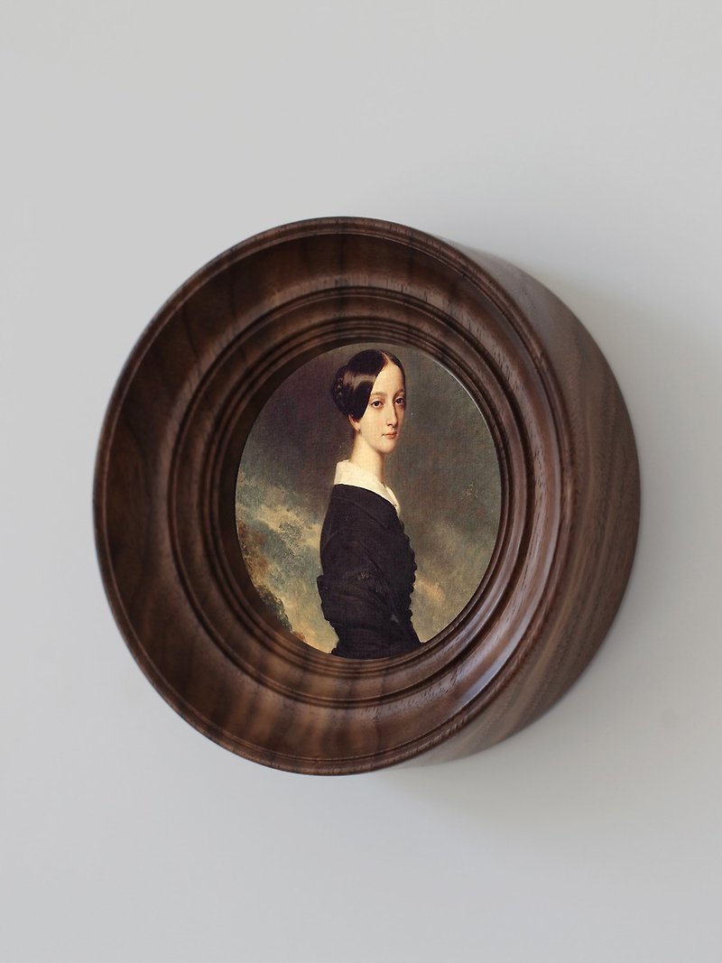 French retro solid wood small round mirror decorative picture frame - Picture Frames - Wood 