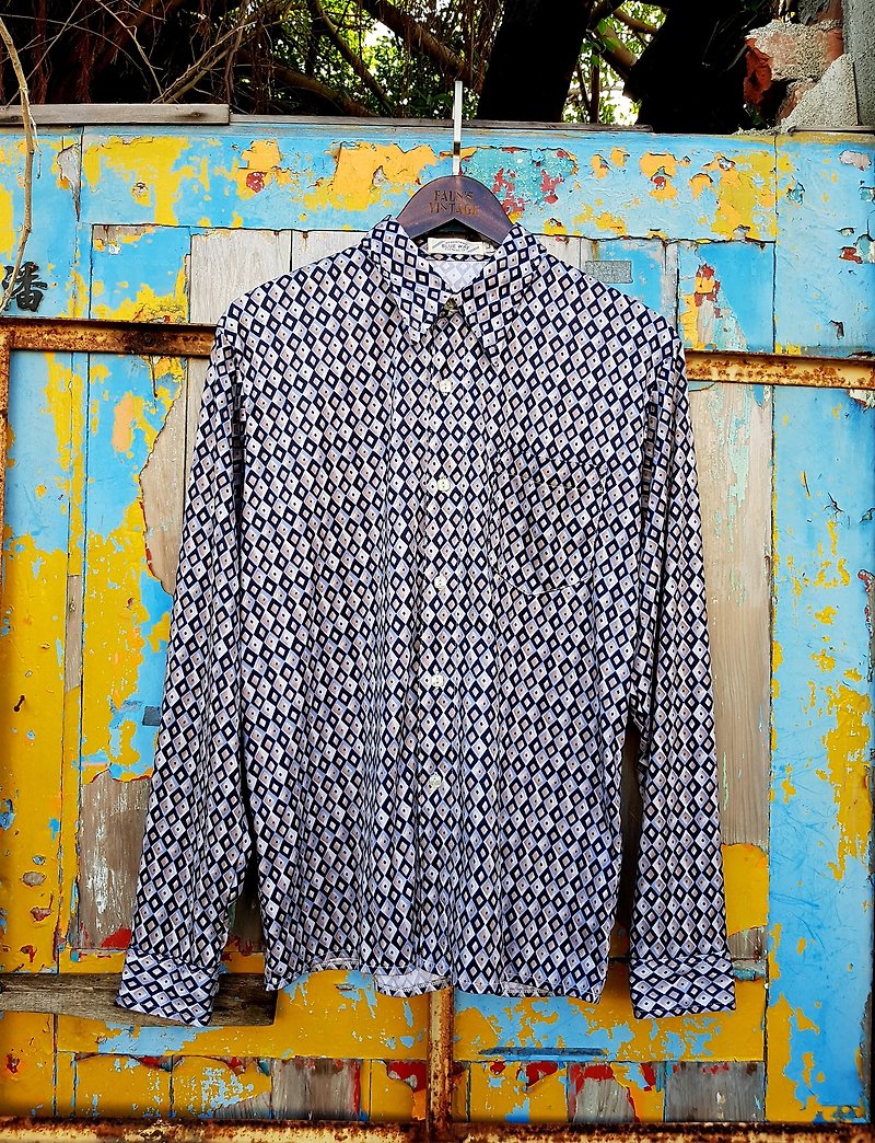 Turtle Gege - BULEWAY Blue Label DISCO geometry vintage shirt VINTAGE - Men's Shirts - Polyester 