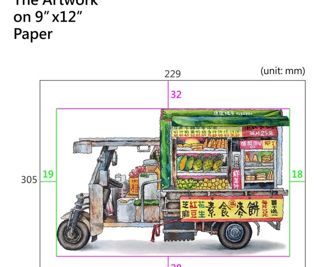 台湾夜市-ジューススタンドカート-ドリンクジュース-アイスフルーツルーム--デジタルマイクロスプレーノスタルジックポスター - ショップ  Richang Art ポスター・絵 - Pinkoi