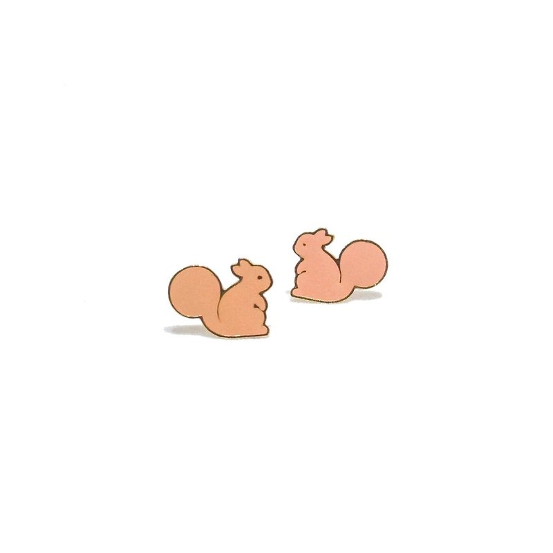 Teatime Squirrel Earring - 耳環/耳夾 - 貴金屬 粉紅色