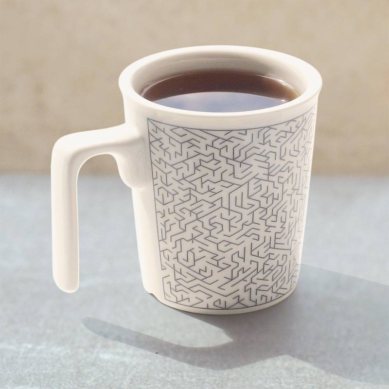 Earth Maze Play Kissing Mug - Mugs - Porcelain Gray