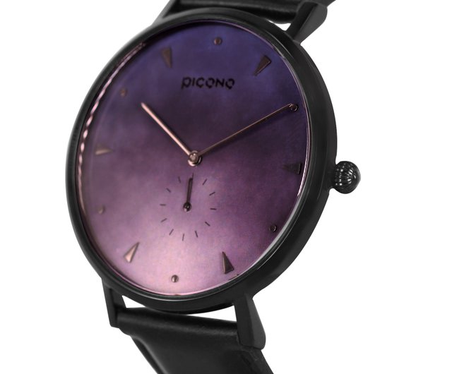 PICONO】A week collection black leather strap watch / AW-7606