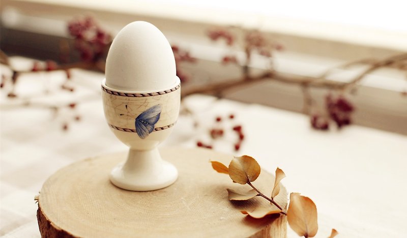 Good day [fetish] UK VINTAGE / Wedgwood-Sarah's Garden blue butterfly egg cup - Pottery & Ceramics - Other Materials Multicolor
