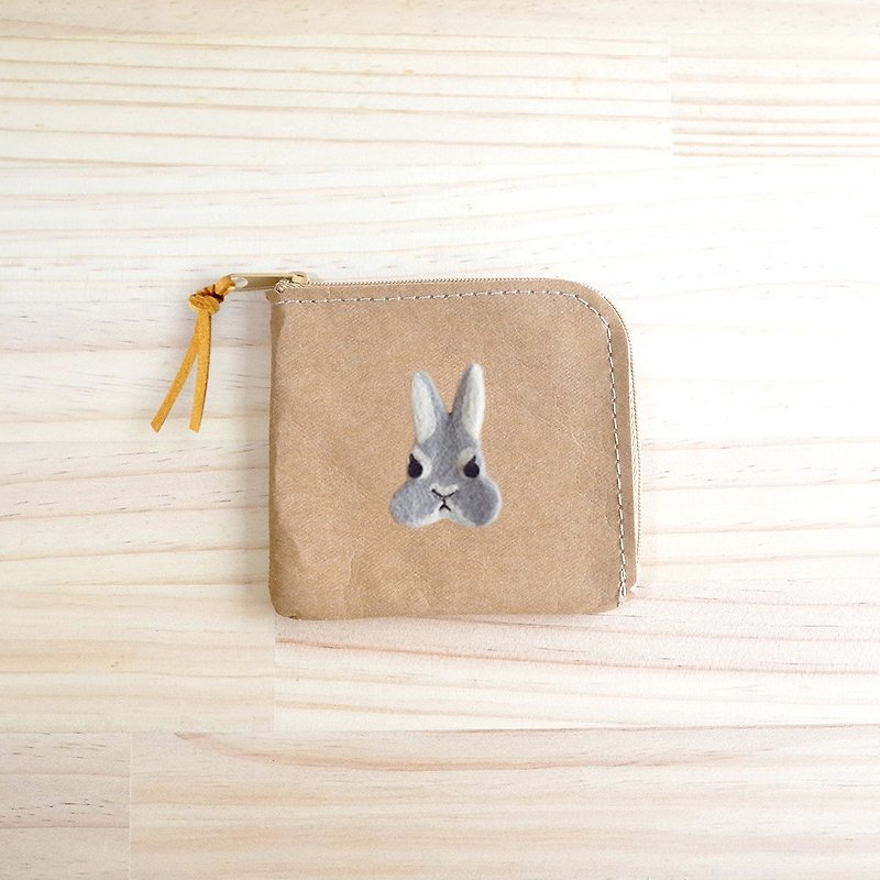 [Q-cute] Washed Kraft Paper Series - Short Clip - Bunny Head / Custom - Wallets - Paper Multicolor