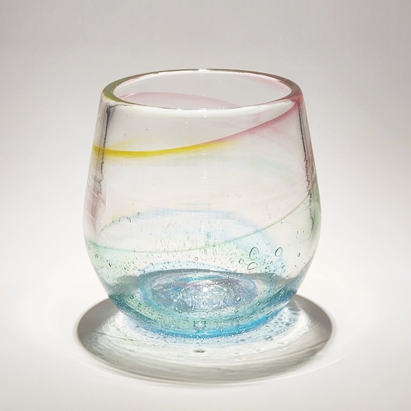 Rainbow Bubble Cup Handmade Glass Purely Hand Blown - Cups - Glass Multicolor