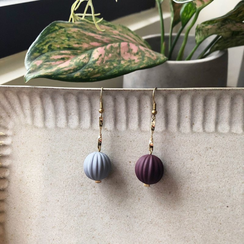 磨砂南瓜珠 黃銅單只耳環 - 耳環/耳夾/耳骨夾 - 銅/黃銅 多色