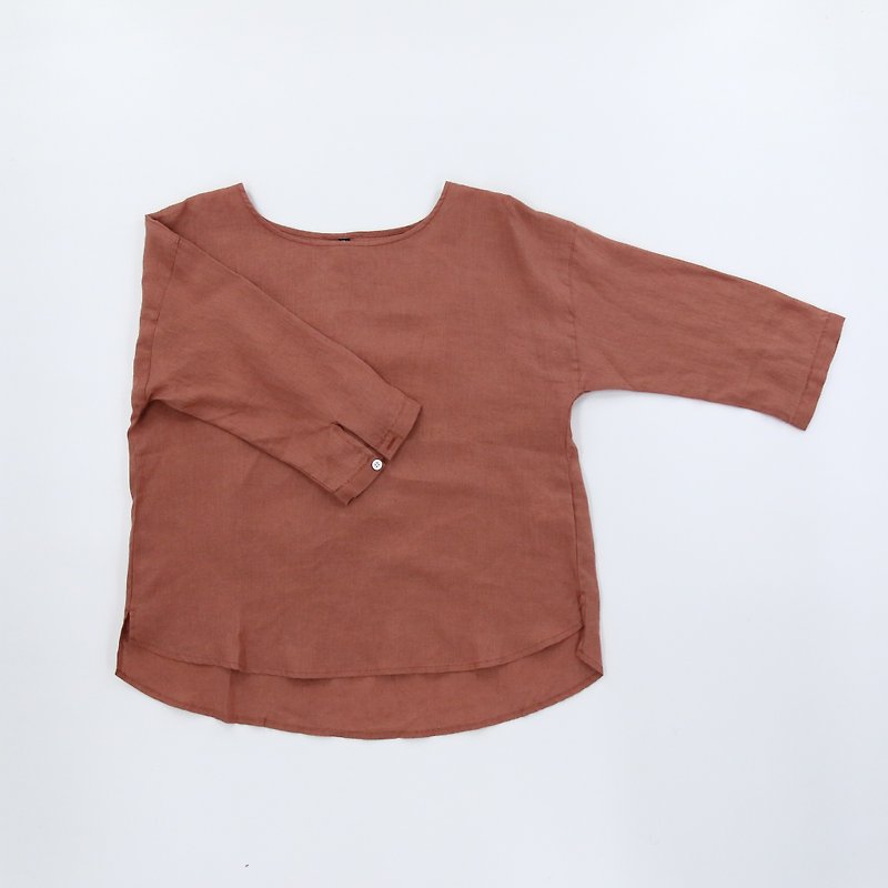 Linen top blouse - brick red - Women's Tops - Cotton & Hemp Red