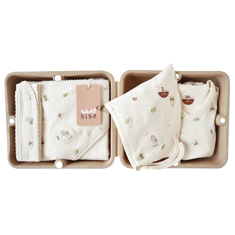 [SISSO Organic Cotton] Forest Baby Good Baby Gift Box 3M - ของขวัญวันครบรอบ - ผ้าฝ้าย/ผ้าลินิน ขาว