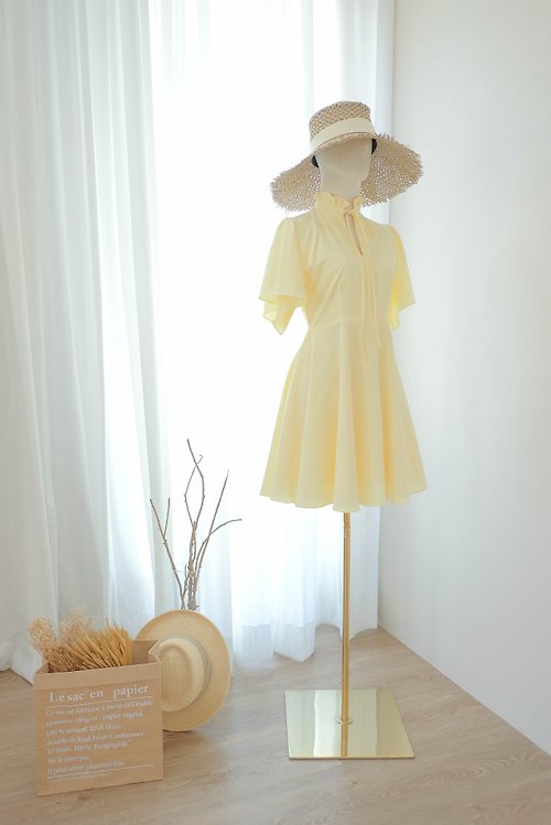 KEERATIKA Pale yellow party dress Vintage bridesmaid dress Spring Summer party dress