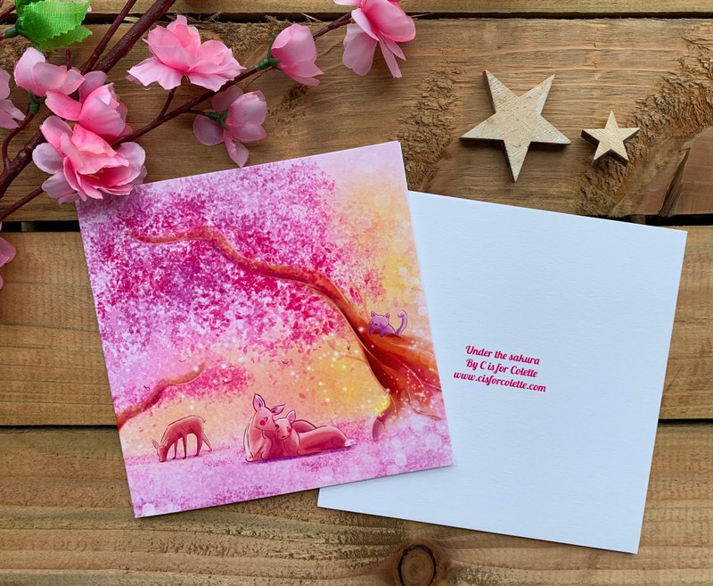 Under the Sakura greeting card - 卡片/明信片 - 紙 粉紅色