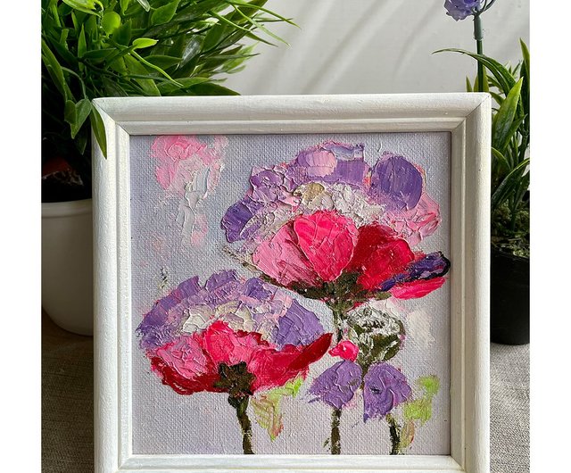 手描きの油絵の抽象的なピンクの花の客間の玄関は絵を掛けます45 手描きの油絵の抽象的なピンクの花の客間の玄関は絵