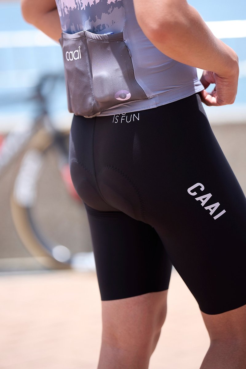 CAAI ファン ビブ メンズ - Riding is Fun メンズ サイクリング パンツ - 自転車・サイクリング - ポリエステル ブラック