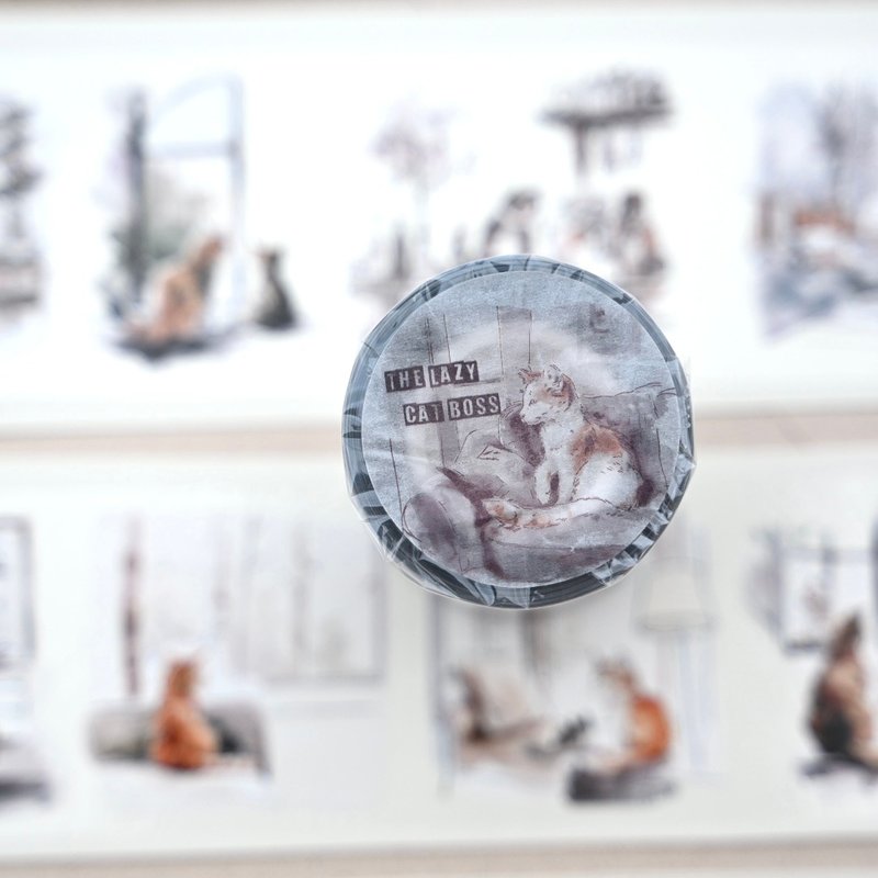 懶惰的貓老闆 亮面PET膠帶 - 紙膠帶/和紙/PET - 塑膠 