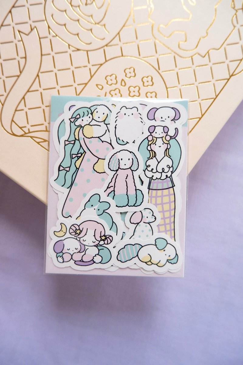 フレークシール【犬と女の子】全9種 - 貼紙 - 紙 