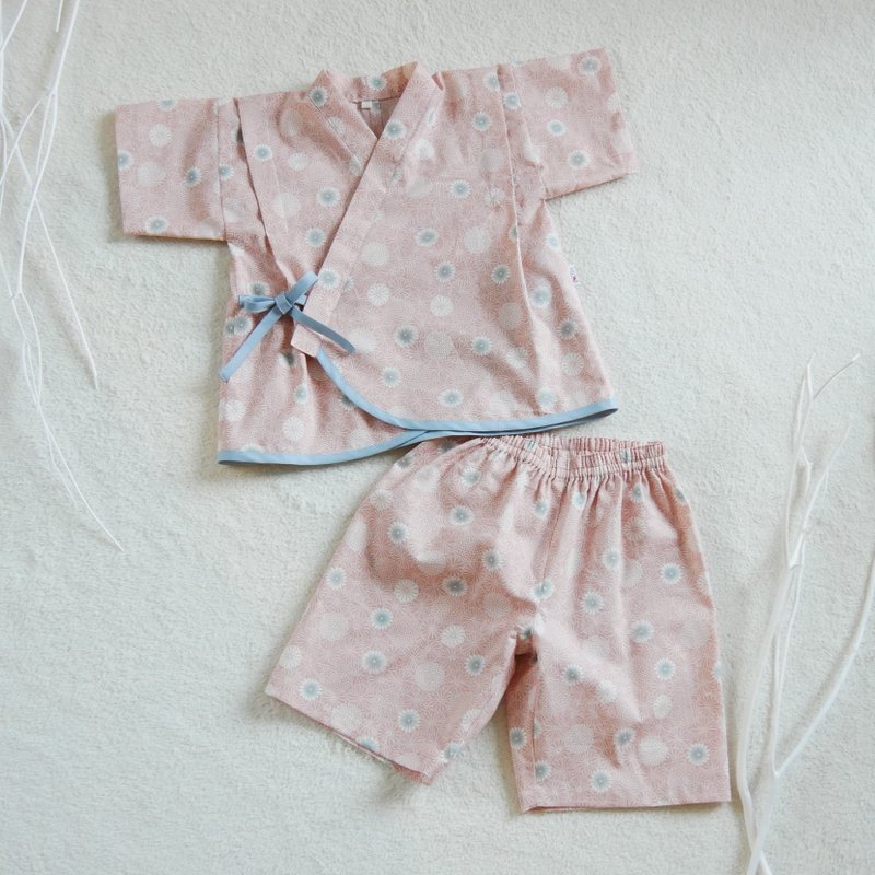 Jinbei flower pink print - トップス・Tシャツ - コットン・麻 