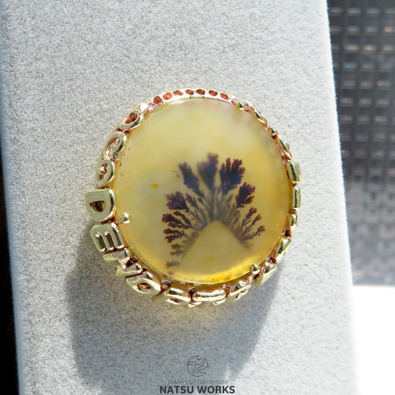 デンドリティック アゲート ブローチ / Dendritic Agate Named Brooch - 胸針 - 寶石 橘色