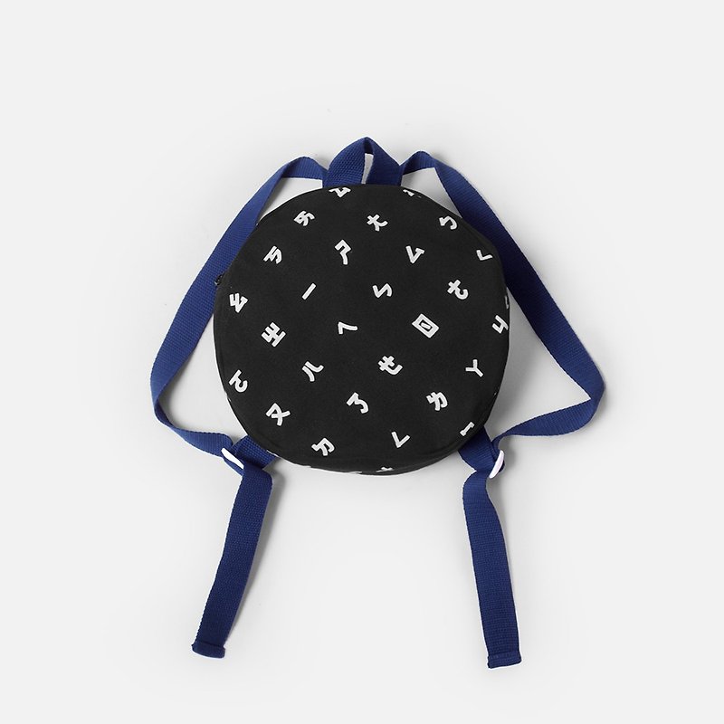 [Children] Phonetic Symbol Zipper Back Backpack-Black - Backpacks - Cotton & Hemp Black