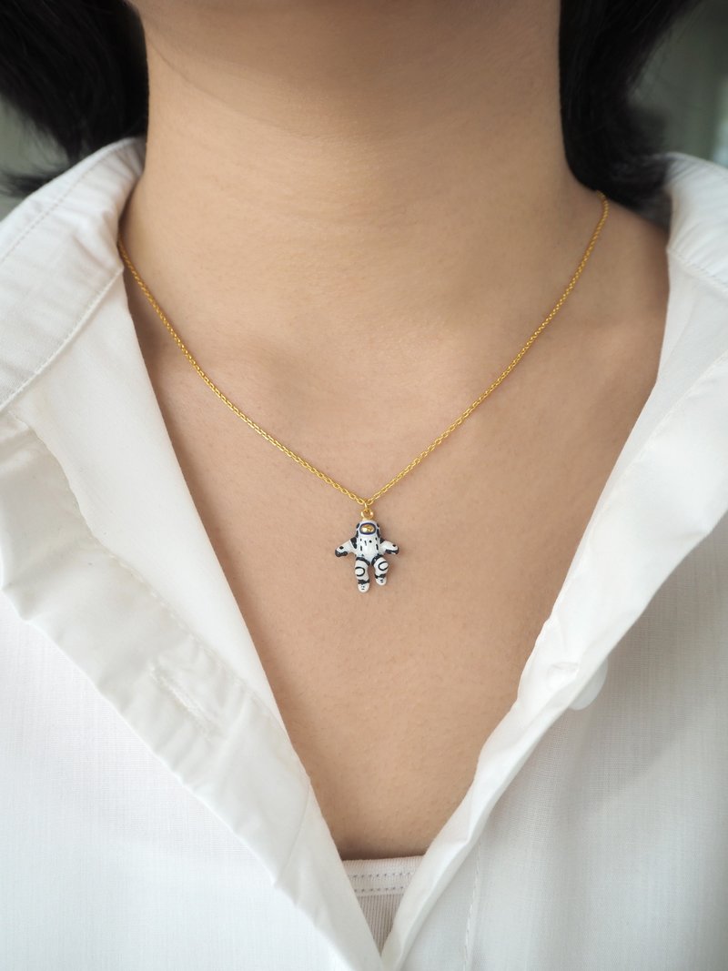 Space Walker Charms Pendant Necklace 925 Sterling Silver | Happy Story - Necklaces - Sterling Silver Gold