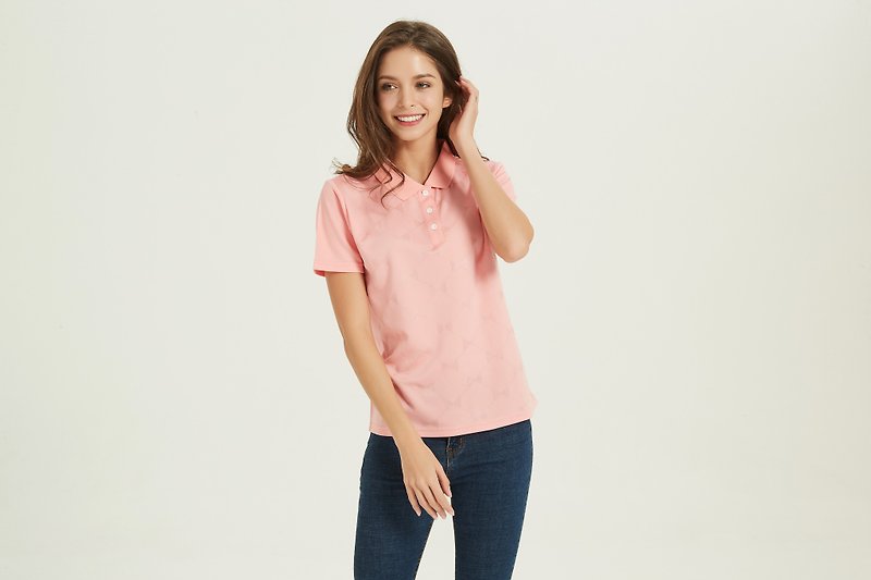 Mineral yarn polo shirt - rose pink - Women's Tops - Other Materials Pink