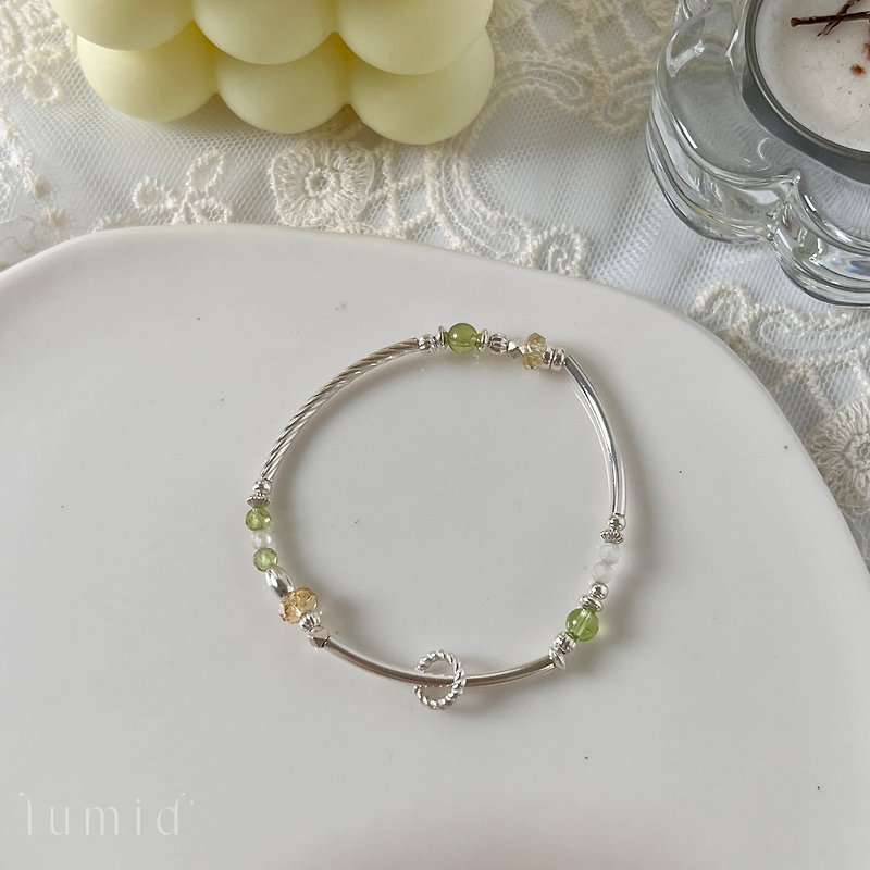 Stone Citrine Stone/ Natural Crystal Bracelet Valentine Gifts August Birthstone - Bracelets - Crystal Green