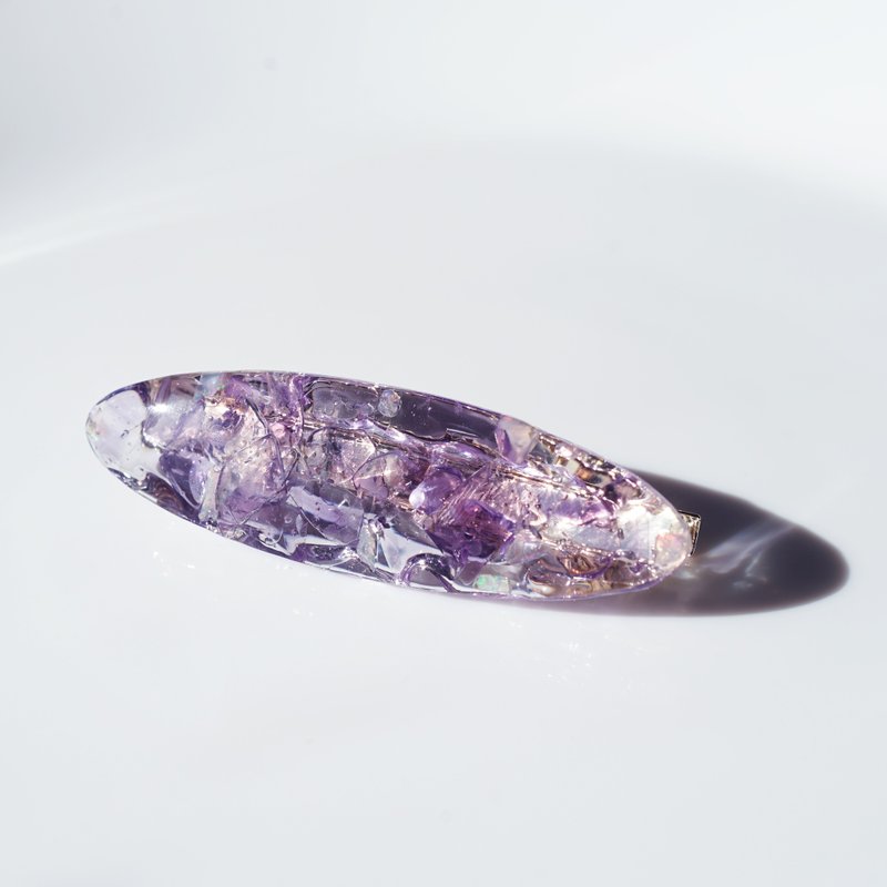 Amethyst and Opal Jewel Hair Clip 7cm Heather - เครื่องประดับผม - เครื่องเพชรพลอย สึชมพู