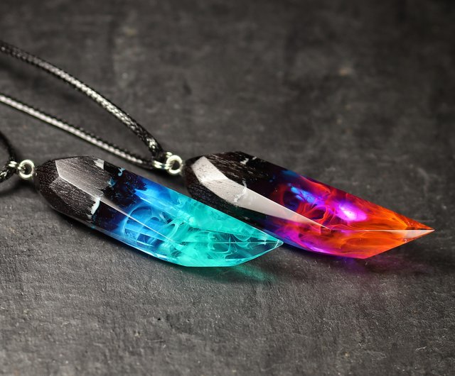 【1306】レジン　ネックレス　ペンダント　ハンドメイド おそろいのネックレス ウッドレジンペンダント ハンドメイドジュエリー