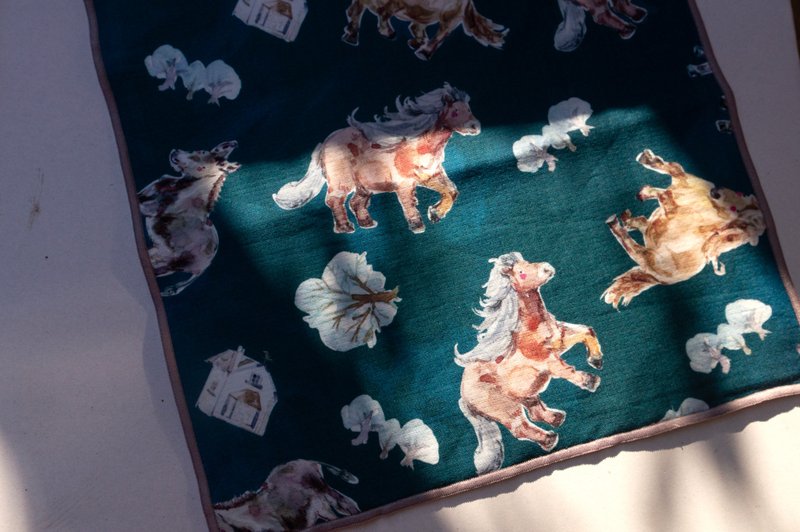 Pony&Donkey 獨立印花二重紗口水巾、手帕 - 圍兜/口水巾 - 棉．麻 