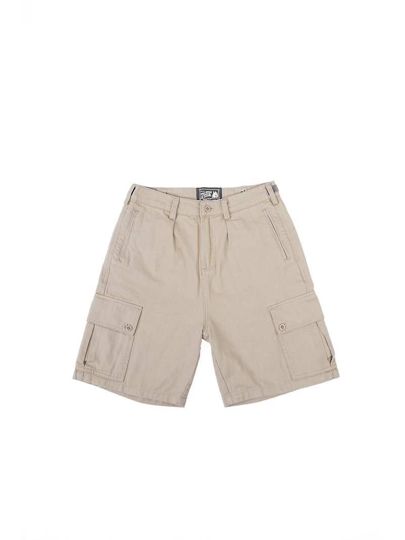 [Buy one get one free local shipping] HBT04 Army Shorts Herringbone Military Shorts - Unisex Pants - Cotton & Hemp Khaki