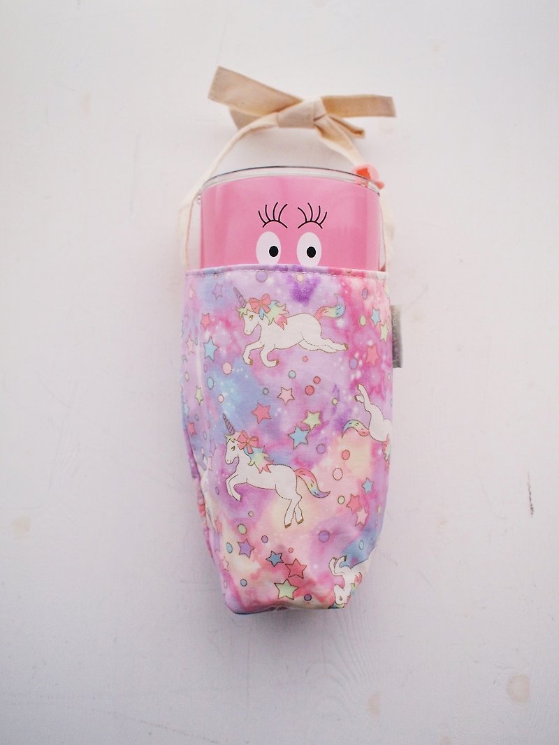 hairmo Unicorn Cup Cup thermos storage bag - powder (spot) - ถุงใส่กระติกนำ้ - ผ้าฝ้าย/ผ้าลินิน สึชมพู