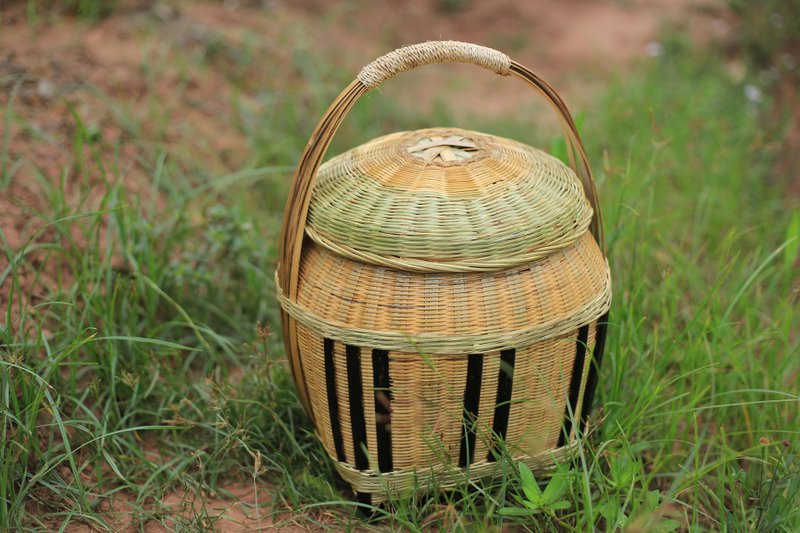 Bamboo woven series | Portable bamboo basket with lid | Storage, picnic decoration, tea ceremony | Ready stock - Shelves & Baskets - Bamboo 