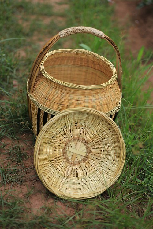 竹編系列| 附蓋手提竹籃| 收納儲物野餐裝飾茶道| 現貨- 設計館皮花花 