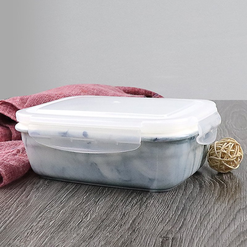 【OMORY】Nordic style marbled ceramic fresh-keeping lunch box-500ml - กล่องข้าว - เครื่องลายคราม 