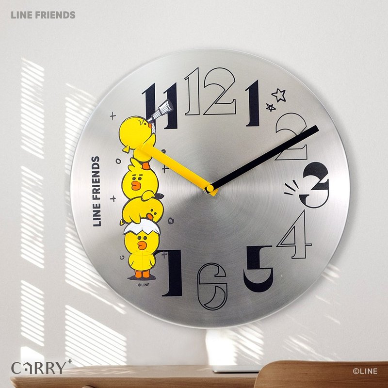 LINE FRIENDS官方授權 莎莉的星空靜音金屬時鐘掛鐘 - 時鐘/鬧鐘 - 其他金屬 黃色