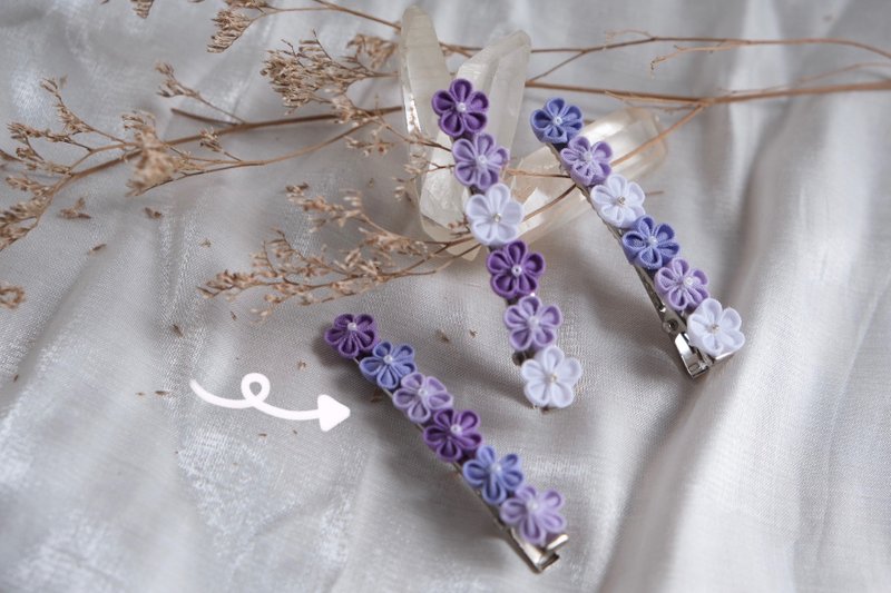 Purple Style-Japanese Original Six Dumpling Flower Hair Accessories-Purple 3 - Hair Accessories - Cotton & Hemp 