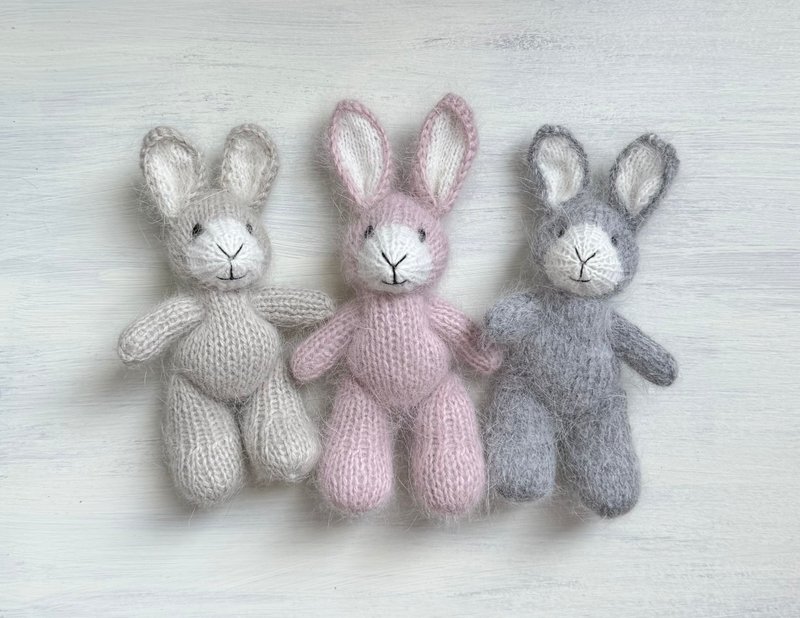 Newborn photo prop angora bunny toy - 嬰兒手鍊/飾品 - 羊毛 