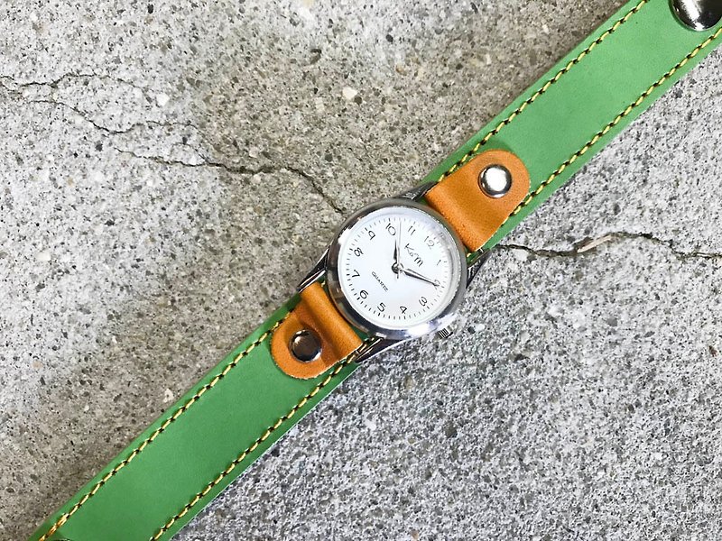 STITCH Pumpkin PUMPKIN Stitch Run Watch Unisex SRW-GCC-YS - Women's Watches - Genuine Leather Green