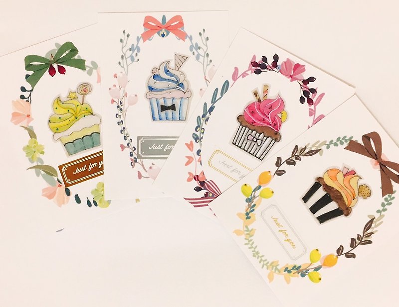 手描きのケーキ幸せの小さなカード - カード・はがき - 紙 