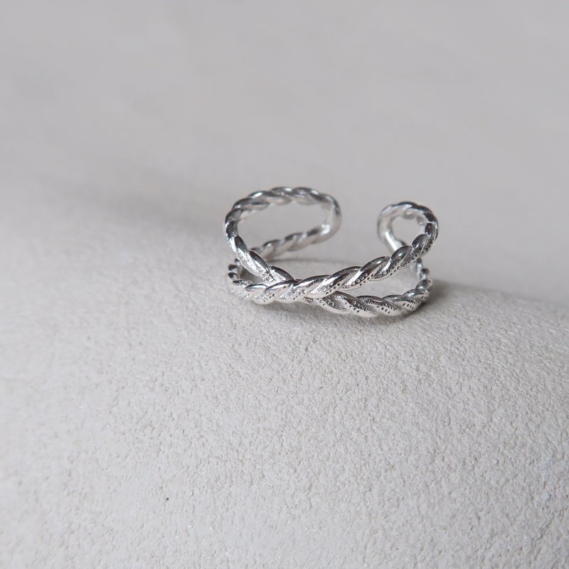 / Intersection/ 925 Sterling Silver Adjustable Ring - แหวนทั่วไป - เงินแท้ สีเงิน