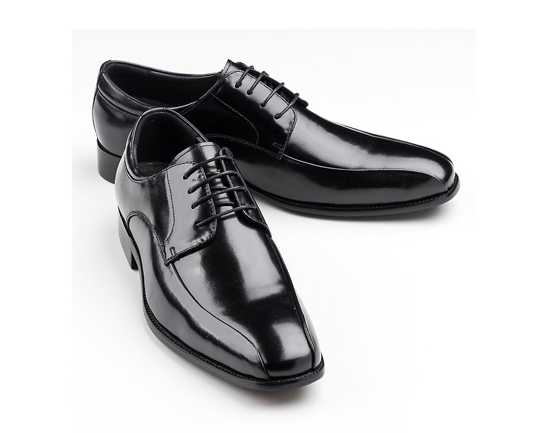 Italian style small square toe gentleman men's leather shoes with straps, classic black - รองเท้าหนังผู้ชาย - หนังแท้ 